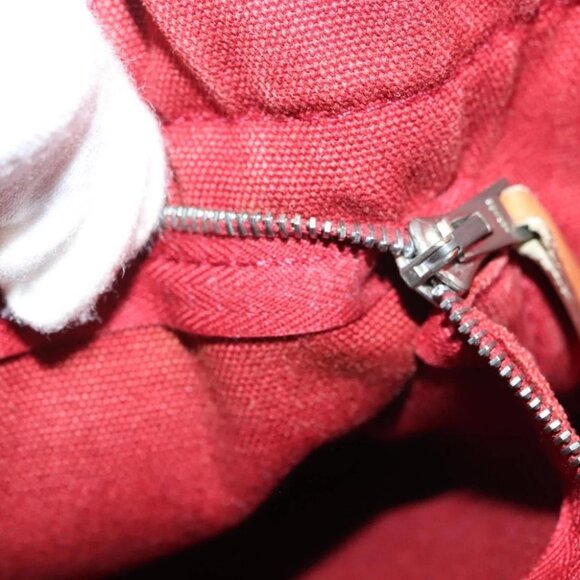 HERMES Fourre Tout PM Hand Bag Canvas Red Navy Auth bs27030 - Picture 3 of 16